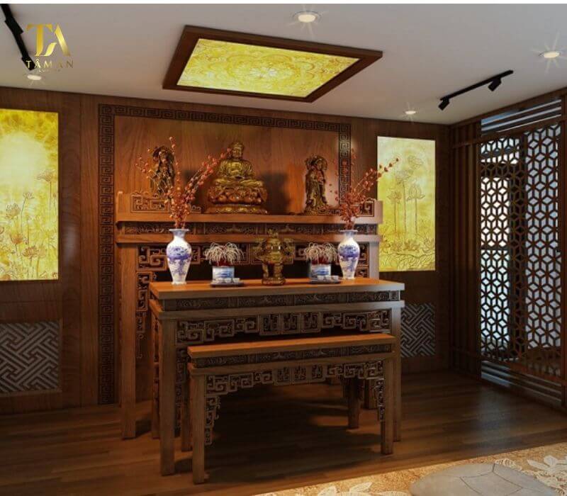 Cách Trang Trí Bàn Thờ Gia Tiên Đón Vượng Khí Tài Lộc Trang trí bàn thờ gia tiên có vách ngăn