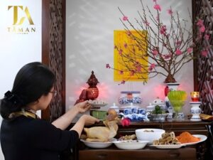 Chuẩn bị mâm lễ bao sái trước khi dọn dẹp