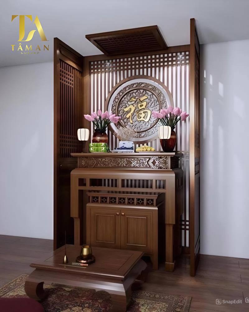 Báo Giá Bàn Thờ Chung Cư Ở Cầu Giấy 2024 Mẫu bàn thờ chung cư sang trọng được đặt tại phòng khách chung cư