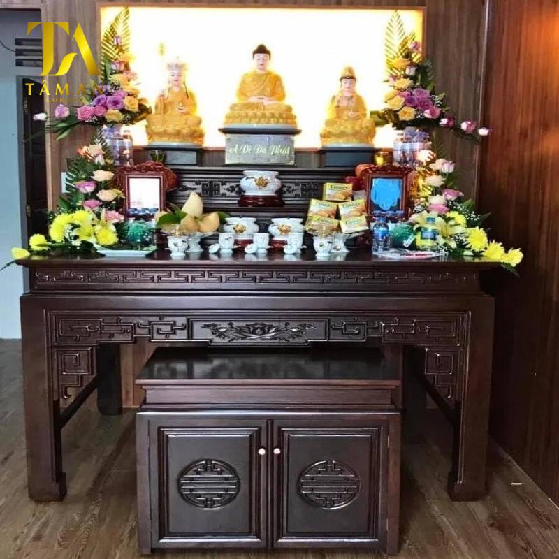 Cách bày bàn thờ Phật tam cấp hợp phong thủy