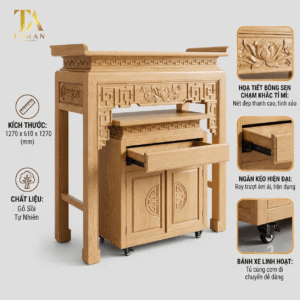 BÀN THỜ CHUNG CƯ HOA SEN GỖ SỒI - TA30 2 1