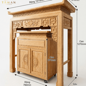 BÀN THỜ CHUNG CƯ HOA SEN GỖ SỒI - TA30 35