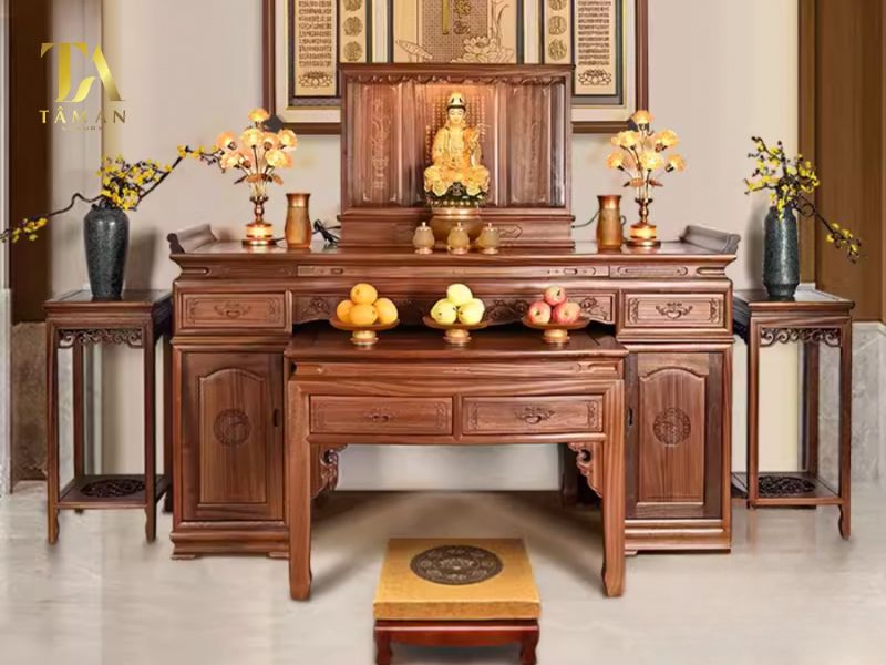 Mẫu Bàn Cơm Phòng Thờ Đẹp Kích Thước Chuẩn Phong Thủy Địa chỉ ở đâu bán bàn cơm thờ uy tín, chất lượng