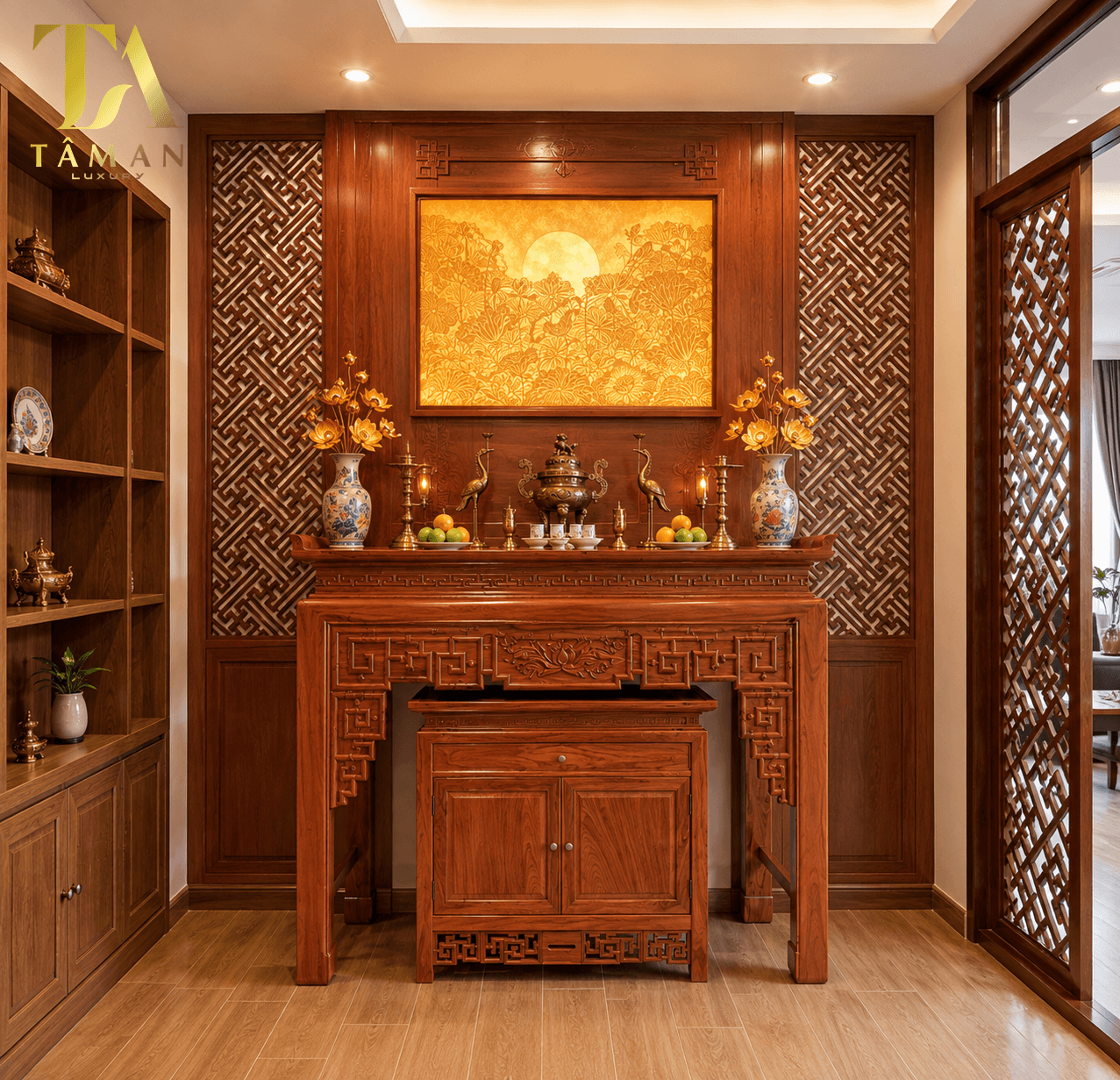 BÀN THỜ CHUNG CƯ GỖ HƯƠNG MẪU MỚI - TA47 BÀN THỜ CHUNG CƯ GỖ HƯƠNG MẪU MỚI - TA47
