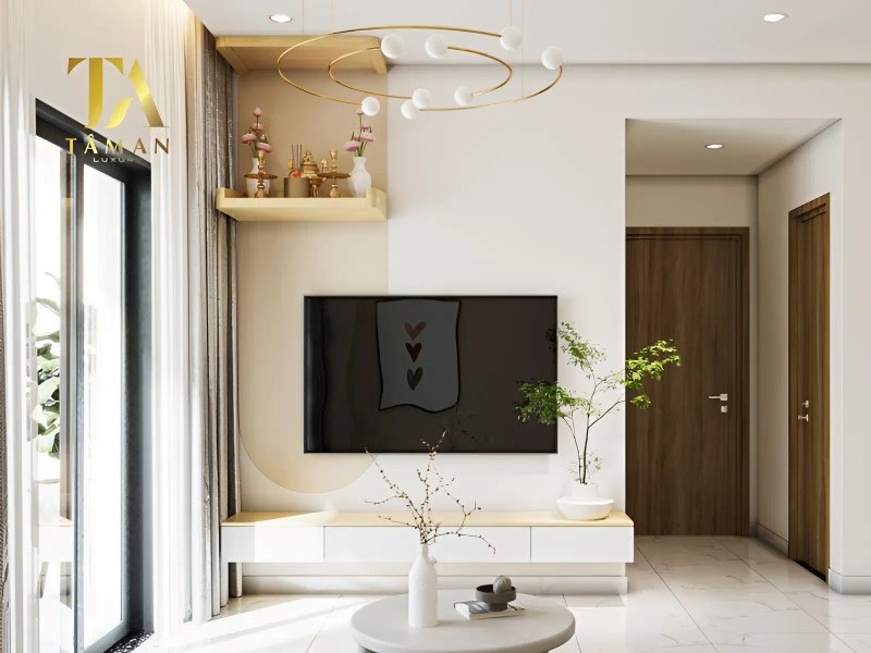 Cách Bố Trí Bàn Thờ Treo Tường Phòng Khách Hợp Phong Thủy Nhất Bố trí bàn thờ treo ở phòng khách nhà chung cư