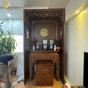 Lắp Đặt Hoàn Thiện Phòng Thờ Gỗ Gụ Chú Minh - Lê Thánh Tông