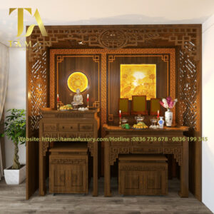 Bàn thờ chung cư mẫu mới - TA101 với chất liệu gỗ Sồi cao cấp chất lượng