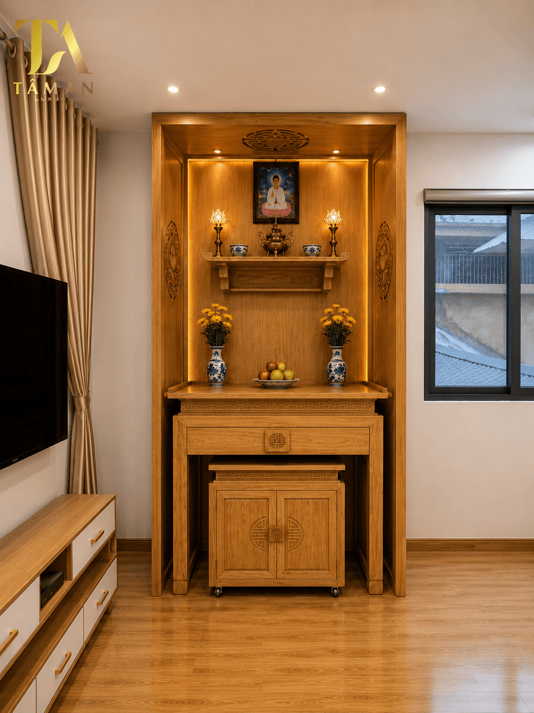 Bàn Thờ Gia Tiên Kết Hợp Bàn Thờ Phật Hiện Đại - TA83