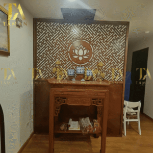 Vách Ngắn Ốp Hậu Bàn Thờ Hoa Sen Hiện Đại - VN011